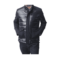 Thumbnail for Pierre Carlos OUTERWEAR Pierre Carlos Mens Blue Shiny Quilted Front Puffer Jacket Winter Coat