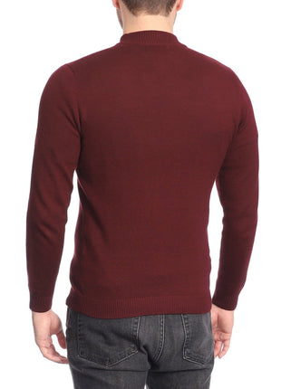 Private Label SHIRTS Arthur Black Men's Solid Burgundy Pullover Cotton Blend Mock Neck Sweater Shirt