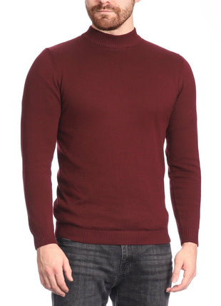 Private Label SHIRTS XXL Arthur Black Men's Solid Burgundy Pullover Cotton Blend Mock Neck Sweater Shirt