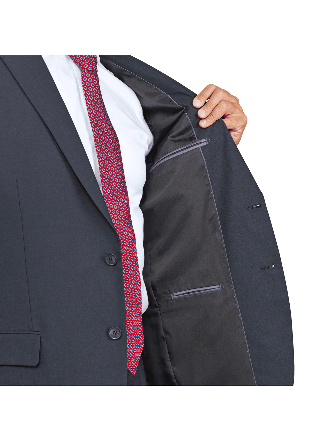 lining of black 100% wool men's suit jacket