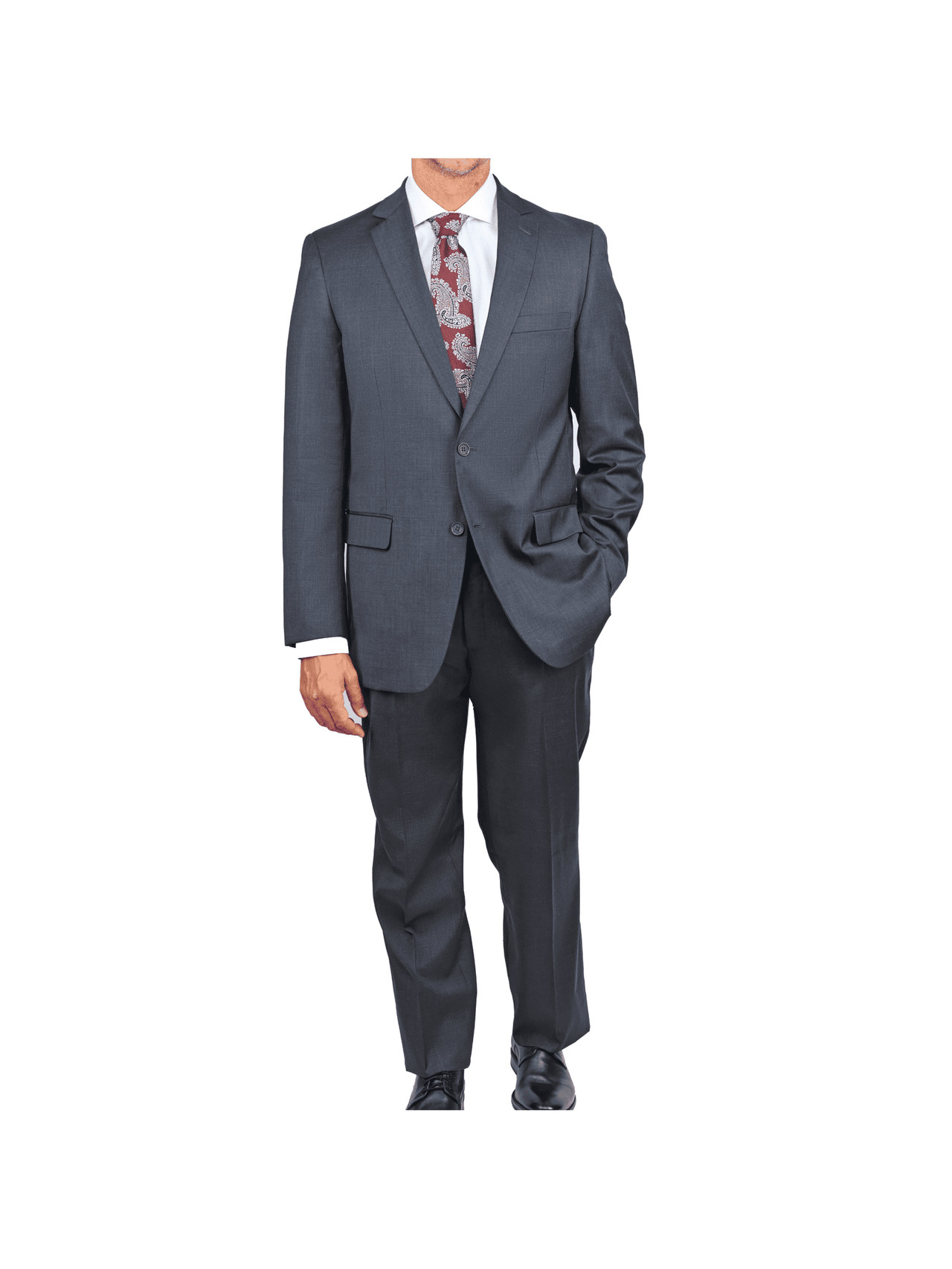 charcoal gray 100% wool men's suit