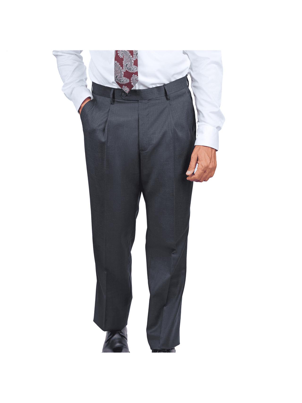 charcoal gray pleated men's suit pants