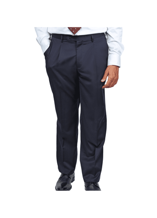 navy blue pleated wool suit pants