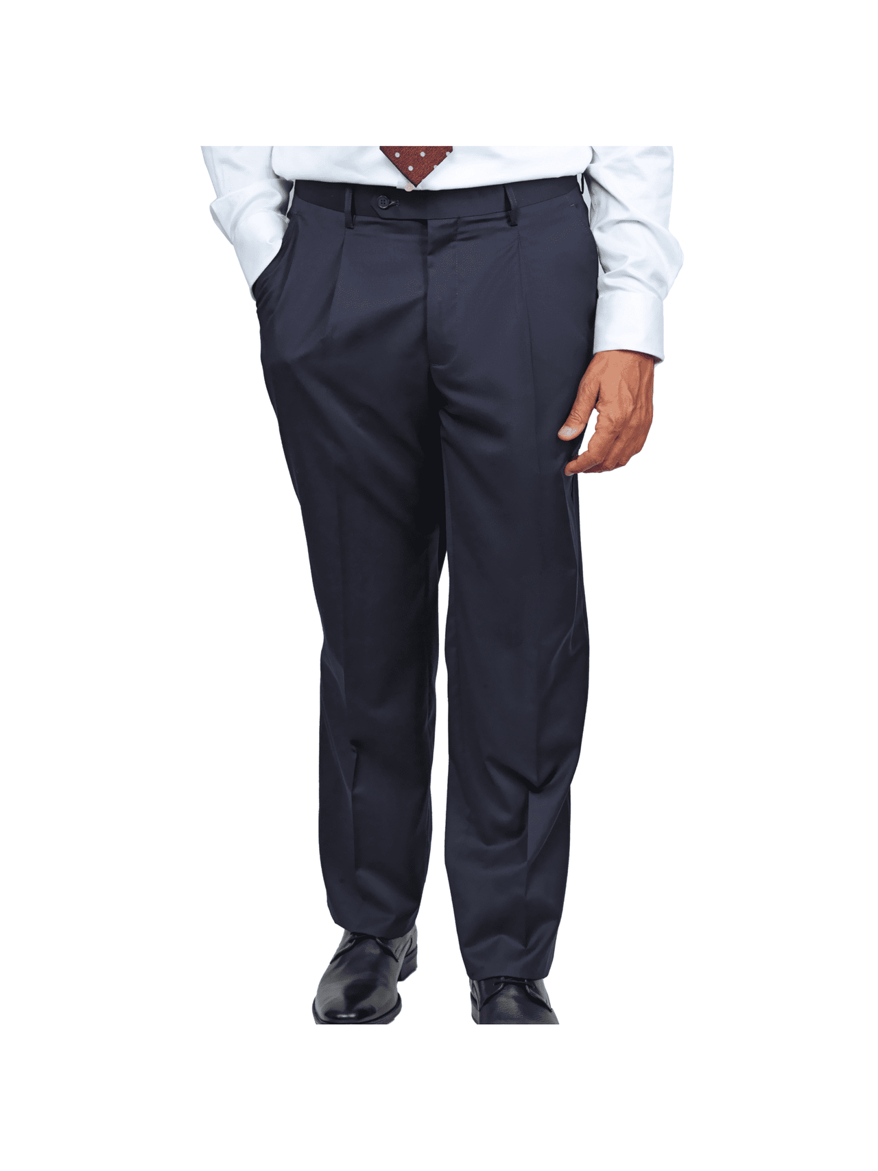 navy blue pleated wool suit pants