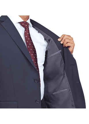 lining of navy blue 100% wool suit jacket