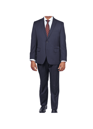 navy blue wool suit with pleated pants