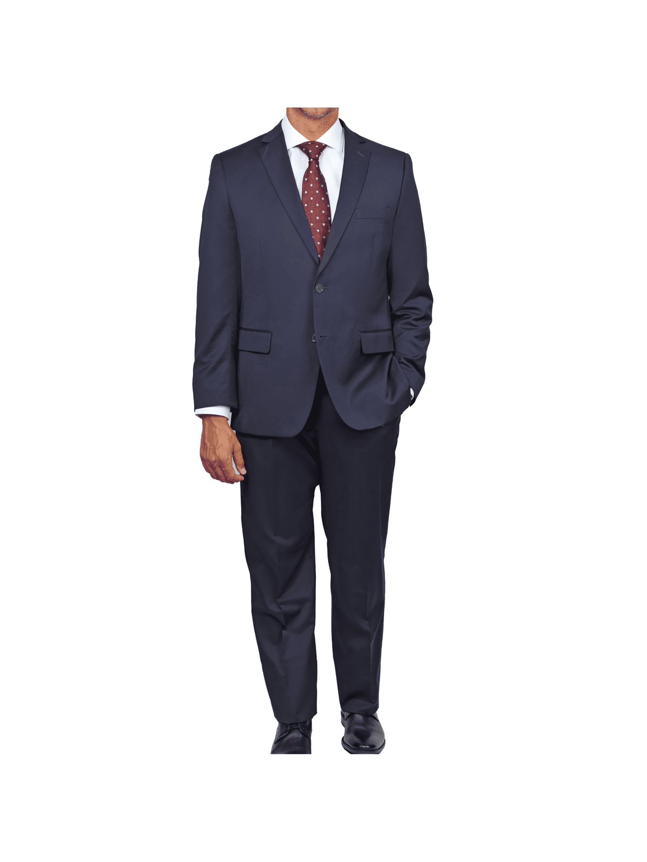 navy blue classic fit 100% wool suit