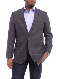 Thumbnail for Mens Prontomoda Classic Fit Gray Houndstooth Two Button Wool Blazer Sportcoat - The Suit Depot