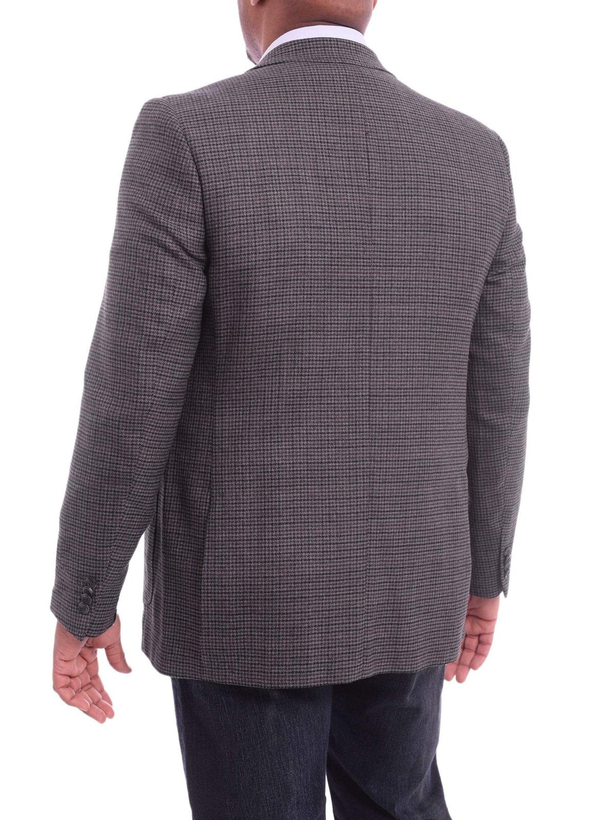 Mens Prontomoda Classic Fit Gray Houndstooth Two Button Wool Blazer Sportcoat - The Suit Depot