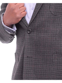 Thumbnail for Mens Prontomoda Classic Fit Gray Houndstooth Two Button Wool Blazer Sportcoat - The Suit Depot