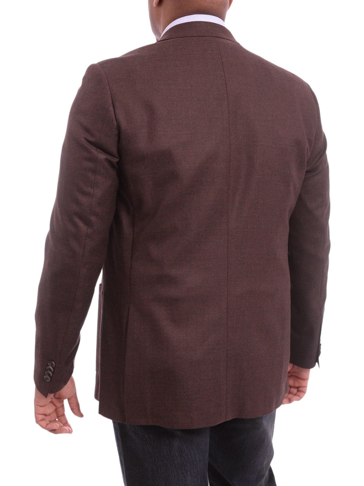 Prontomoda BLAZERS Prontomoda Classic Fit Brown Lambs Wool Blazer Sportcoat With Patch Pockets