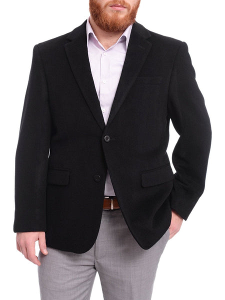 Prontomoda Classic Fit Solid Black Lambs Wool Cashmere Blend Blazer  Sportcoat