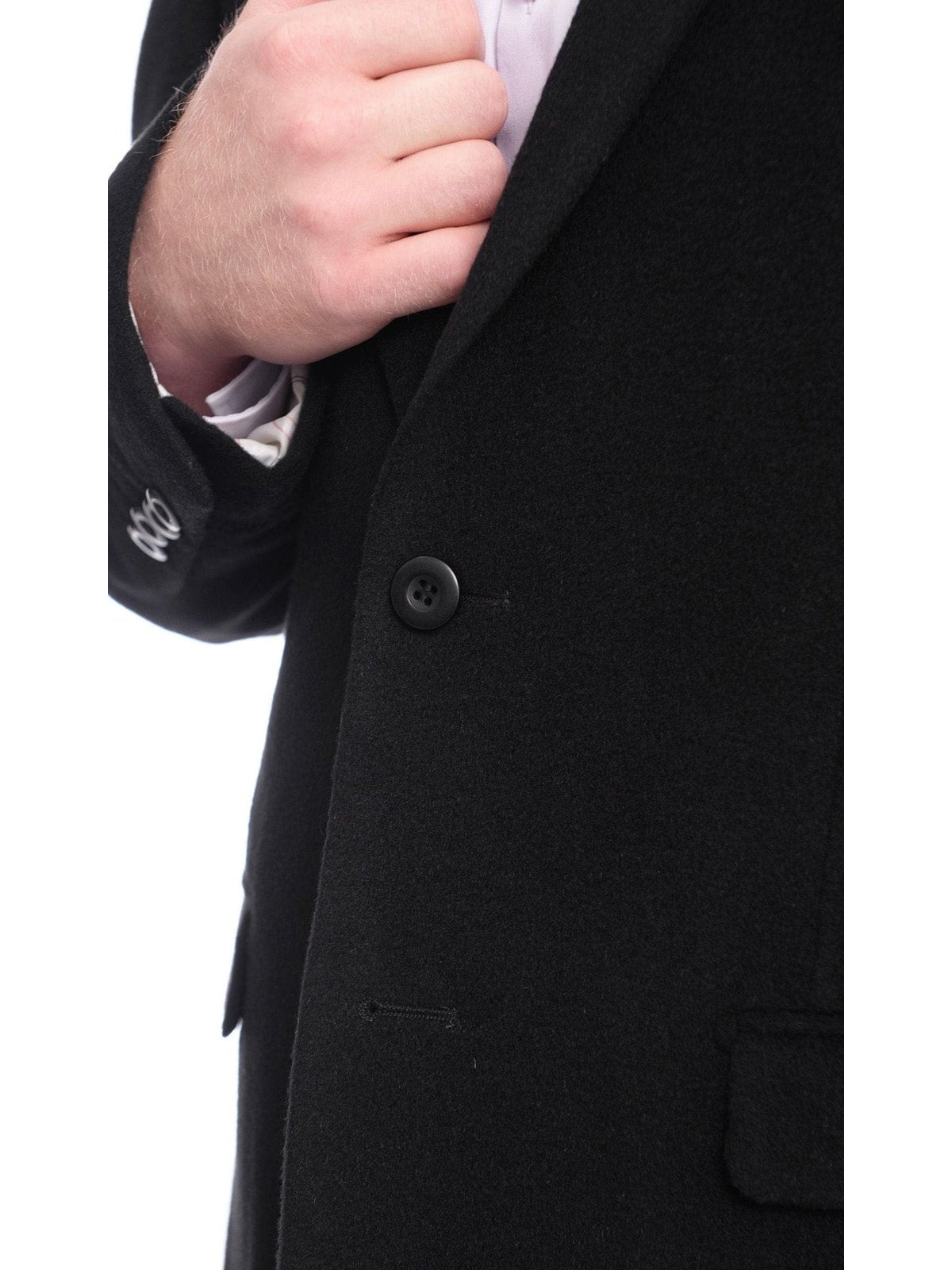 Prontomoda BLAZERS Prontomoda Classic Fit Solid Black Lambs Wool Cashmere Blend Blazer Sportcoat