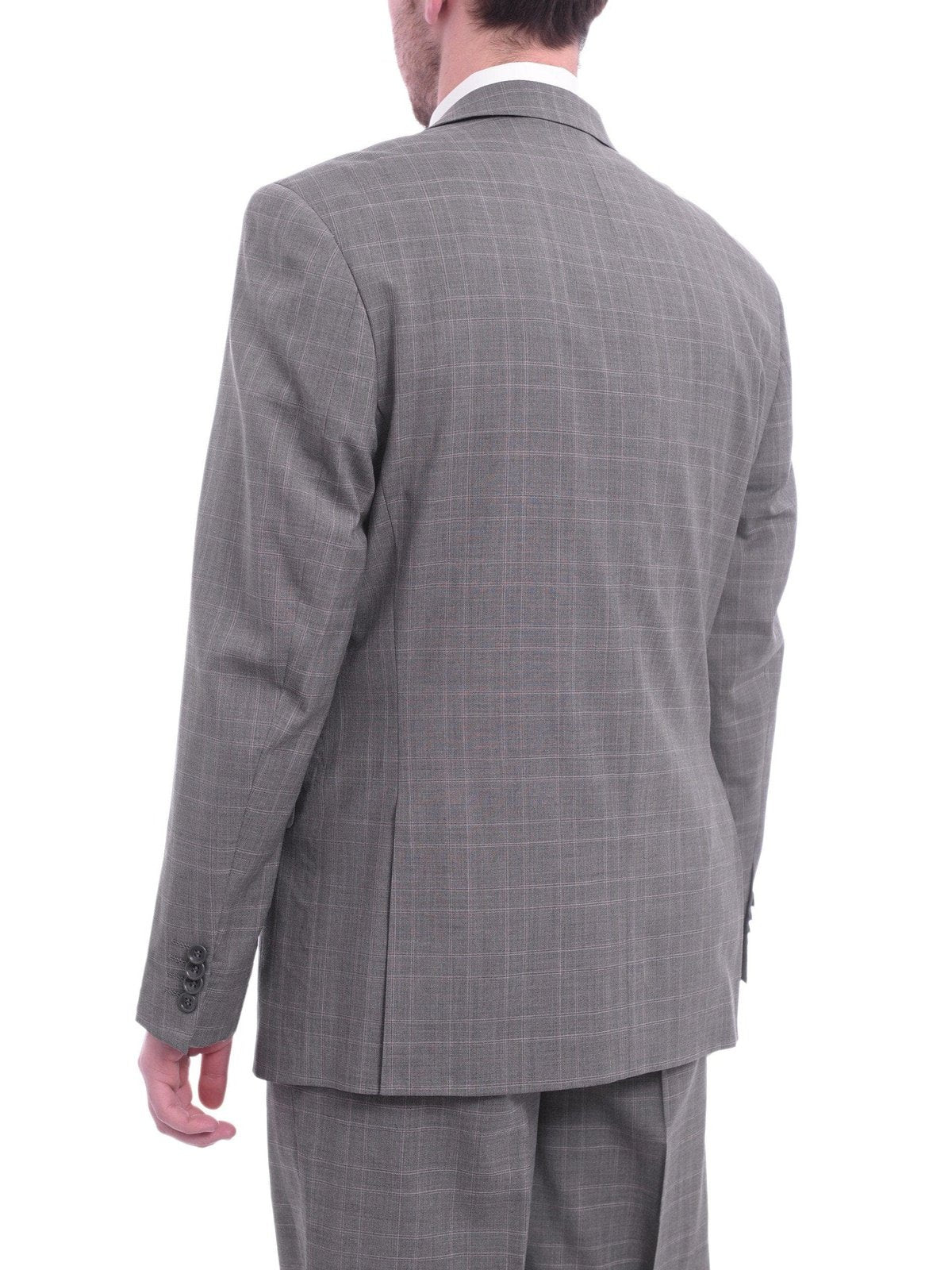 Prontomoda Sale Suits Prontomoda Europa Classic Fit Heather Gray Windowpane Wool Suit