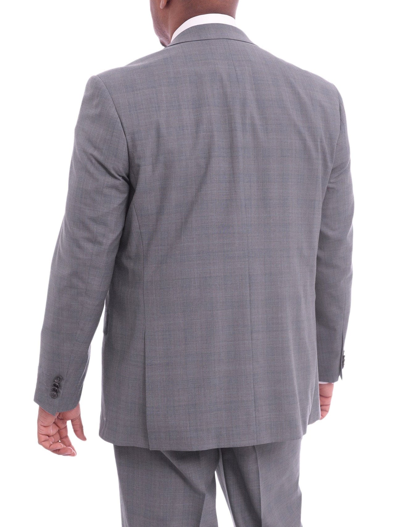 Prontomoda TWO PIECE SUITS Prontomoda Classic Fit Light Heather Blue With Subtle Plaid Two Button Wool Suit