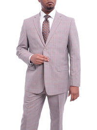 Thumbnail for Prontomoda TWO PIECE SUITS Prontomoda Classic Fit Tan With Blue And White Windowpane Two Buttton Wool Suit
