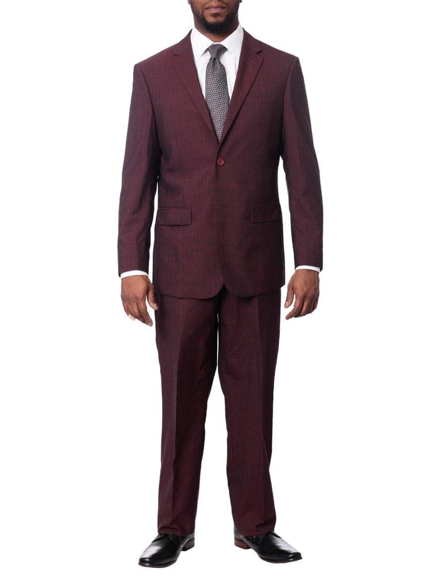 Prontomoda Mens Burgundy Red Striped 100% Merino Wool Regular Fit