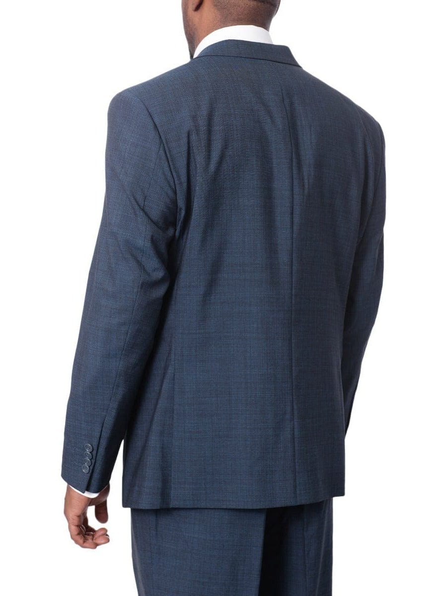 Prontomoda TWO PIECE SUITS Prontomoda Mens Teal Blue 100% Merino Wool Regular Fit Suit