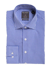 Thumbnail for Proper Shirtings SHIRTS 14 1/2 32/33 Mens Classic Fit Blue Gingham Check Spread Collar Cotton Dress Shirt