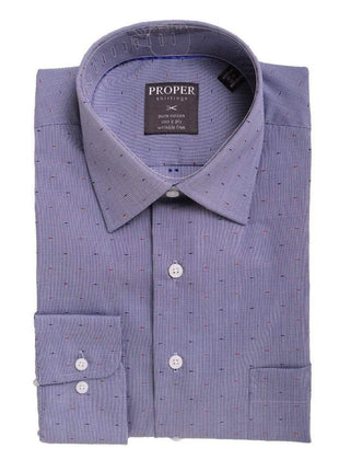 Proper Shirtings SHIRTS 14 1/2 32/33 Mens Classic Fit Blue Mini Herringbone Spread Collar Cotton Dress Shirt