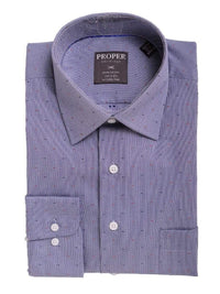 Thumbnail for Proper Shirtings SHIRTS 14 1/2 32/33 Mens Classic Fit Blue Mini Herringbone Spread Collar Cotton Dress Shirt