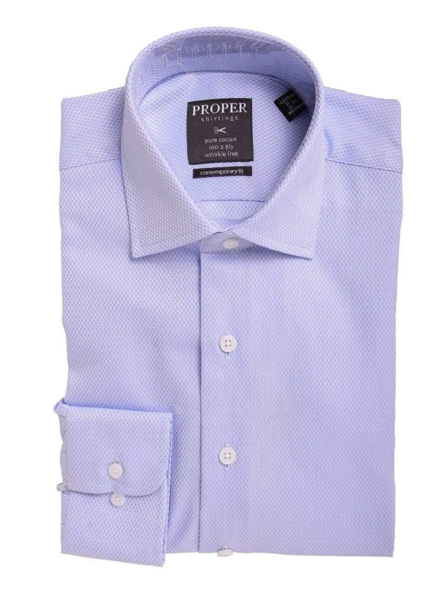 Proper Shirtings SHIRTS 14 1/2 / 32/33 Mens Classic Fit Blue Tonal Mini Check Spread Collar Cotton Dress Shirt
