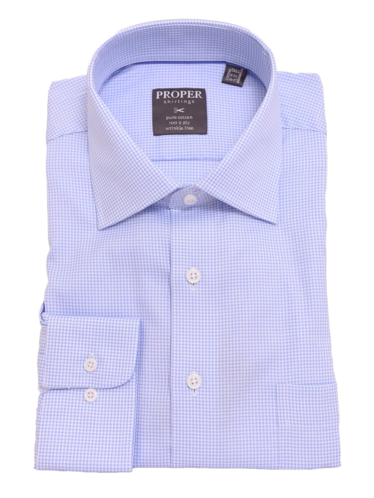 Mens Regular Fit Light Light Blue Checkered Spread Collar Cotton Dress Shirt - The Suit Depot