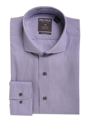 Proper Shirtings SHIRTS 15 1/2 32/33 Mens Classic Fit Blue Striped Cutaway Collar Cotton Dress Shirt