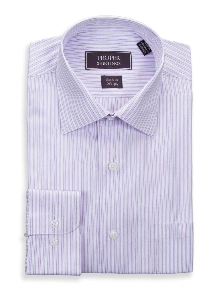 Shop Proper Shirtings Lavender 100% Cotton Shirt