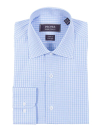 Thumbnail for Proper Shirtings SHIRTS 15 32/33 Classic Fit Blue & Subtle Pink Check 120's 2Ply Cotton Dress Shirt