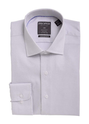 Proper Shirtings SHIRTS 15 / 32/33 Mens Classic Fit Gray Tonal Mini Checked Shirt Spread Collar Cotton Dress Shirt
