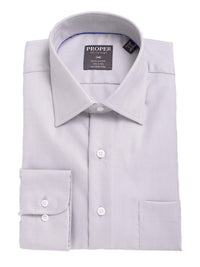 Thumbnail for Proper Shirtings SHIRTS 16 1/2 32/33 Mens Classic Fit Gray Herringbone Spread Collar 100 2 Ply Cotton Dress Shirt