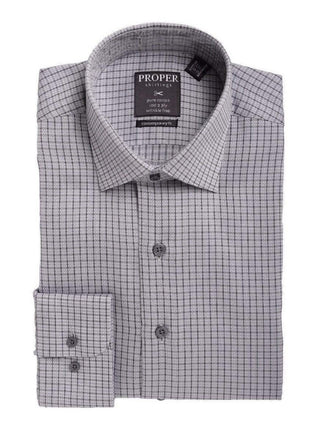Proper Shirtings SHIRTS 16 1/2 / 34/35 Mens Classic Fit Gray Check With Diamonds Spread Collar Cotton Dress Shirt