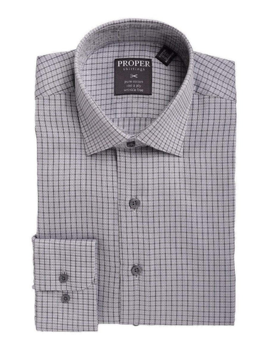 Proper Shirtings SHIRTS 16 1/2 / 34/35 Mens Classic Fit Striped With Mini Diamonds Spread Collar Cotton Dress Shirt
