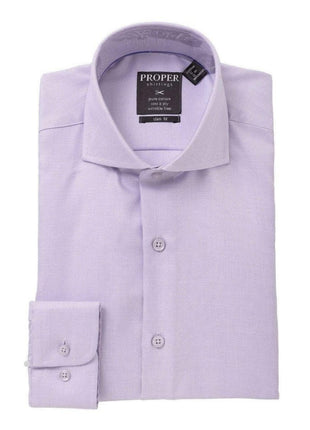 Proper Shirtings SHIRTS 16 1/2 / 34/35 The Suit Depot Mens Cotton Lavender Purple Cutaway Collar Slim Fit Dress Shirt