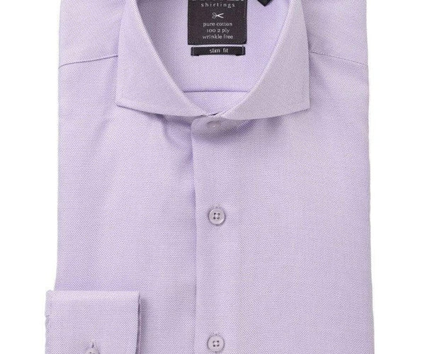 Mens Cotton Lavender Purple Cutaway Collar Slim Fit Dress Shirt, 15 / 34/35