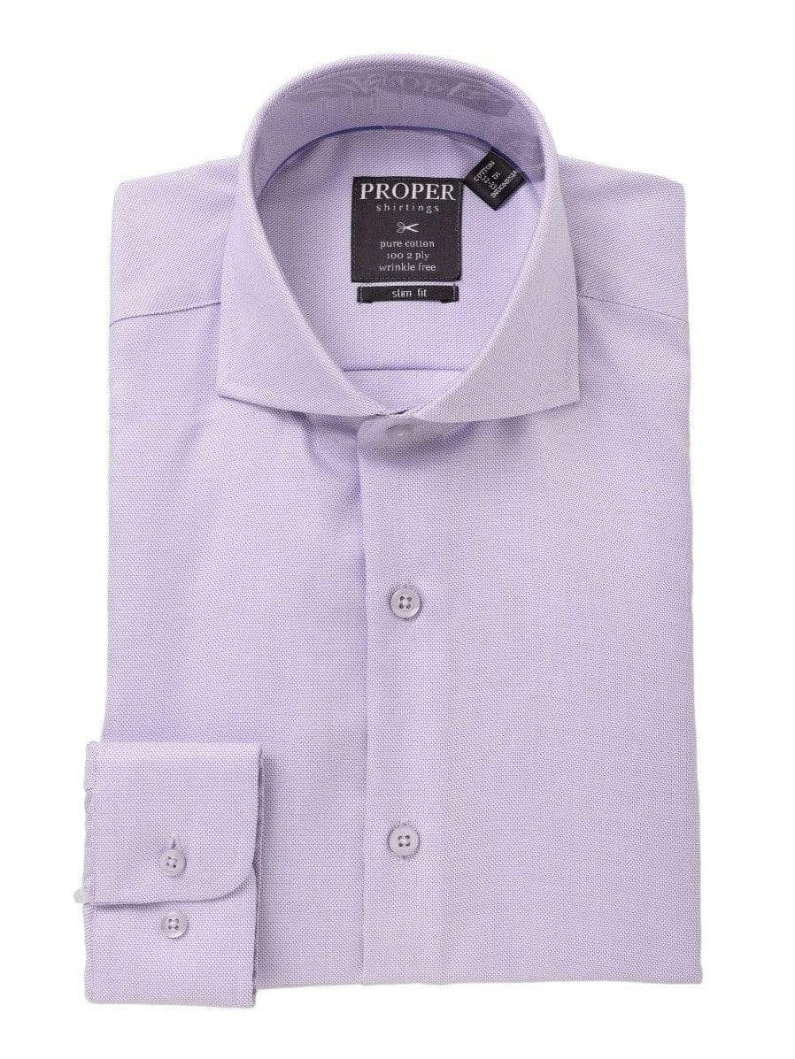 Proper Shirtings SHIRTS 16 1/2 / 34/35 The Suit Depot Mens Cotton Lavender Purple Cutaway Collar Slim Fit Dress Shirt