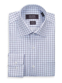 Thumbnail for Proper Shirtings SHIRTS 16 1/2 36/37 Classic Fit Blue Plaid Spread Collar 2 Ply Cotton Dress Shirt