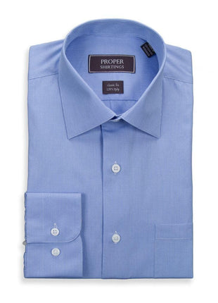 Proper Shirtings SHIRTS 16 1/2 36/37 Classic Fit Light Blue Mini Check 120's 2Ply Cotton Dress Shirt