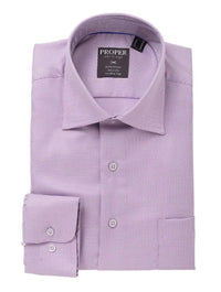 Thumbnail for Proper Shirtings SHIRTS 16 1/2 / 36/37 Mens 100% Cotton Purple Houndstooth Spread Collar Wrinkle Free Dress Shirt