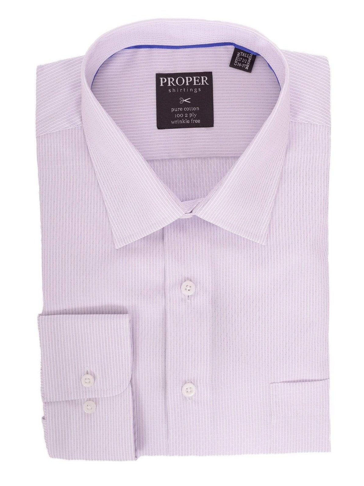 Proper Shirtings SHIRTS 16 34/35 Mens Purple Pinstriped Spread Collar 100 2 Ply Wrinkle Free Cotton Dress Shirt