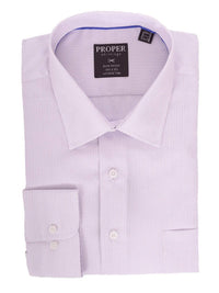 Thumbnail for Proper Shirtings SHIRTS 16 34/35 Mens Purple Pinstriped Spread Collar 100 2 Ply Wrinkle Free Cotton Dress Shirt