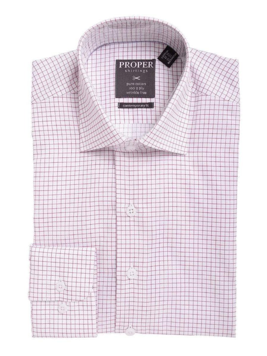 Mens Slim Fit Red & White Check Spread Collar Cotton Dress Shirt, 19 / 36/37 Mens Slim Fit Red & White Check Spread Collar Cotton Dress Shirt, 19 / 36/37