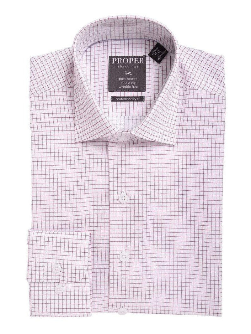 Mens Slim Fit Red & White Check Spread Collar Cotton Dress Shirt