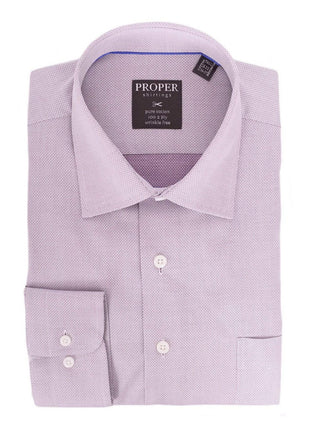 Proper Shirtings SHIRTS 17 32/33 Light Purple Textured Spread Collar Wrinkle Free 100 2ply Cotton Dress Shirt