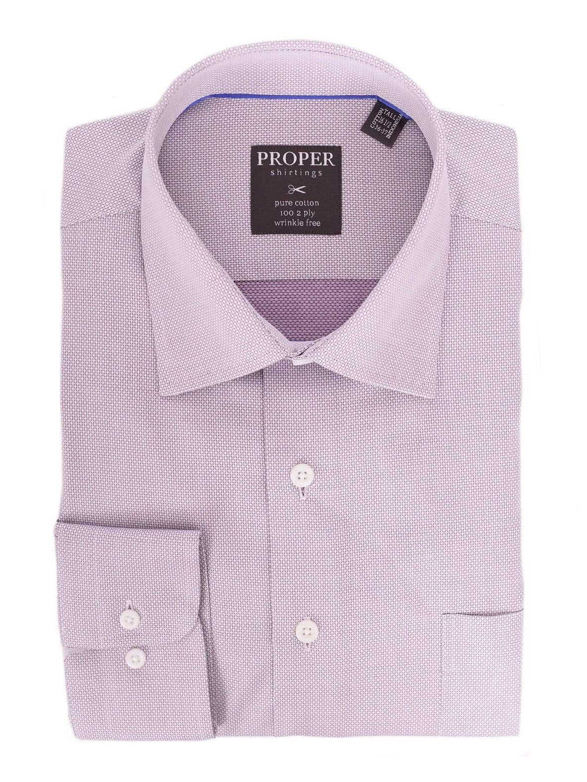 Proper Shirtings SHIRTS 17 32/33 Light Purple Textured Spread Collar Wrinkle Free 100 2ply Cotton Dress Shirt