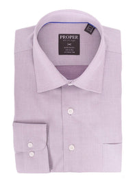 Thumbnail for Proper Shirtings SHIRTS 17 32/33 Light Purple Textured Spread Collar Wrinkle Free 100 2ply Cotton Dress Shirt
