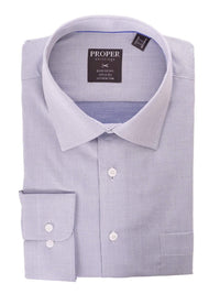 Thumbnail for Proper Shirtings SHIRTS 17 32/33 Mens Classic Fit Gray Navy Textured Spread Collar 100 2ply Cotton Dress Shirt
