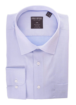 Proper Shirtings SHIRTS 17 36/37 Classic Fit Blue Textured Spread Collar 100 2ply Wrinkle Free Cotton Dress Shirt