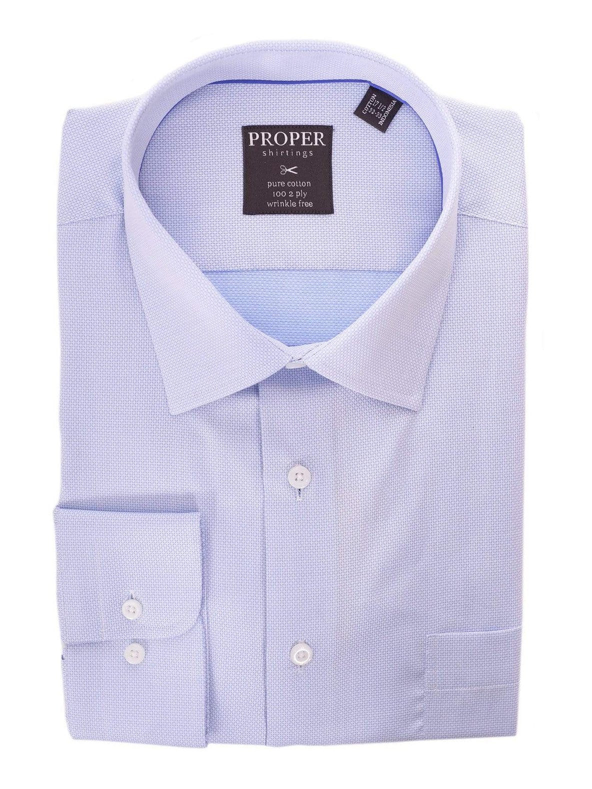 Proper Shirtings SHIRTS 17 36/37 Classic Fit Blue Textured Spread Collar 100 2ply Wrinkle Free Cotton Dress Shirt